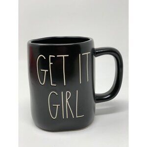 Rae Dunn Mug Ceramic Large GET IT Girl Coffee Cup Magenta LL Farmhouse Gift Blac